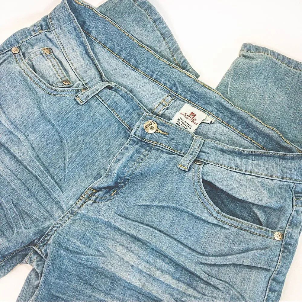 Lada Creased Blue Wash Jeans Sz 7